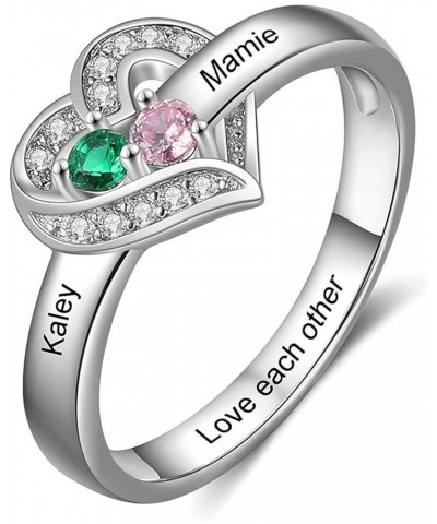 Valentine's Day Gifts for Her Women Mom Personalized Mother Ring with Birthstones and Names 18K White Gold Filled 925 Solid S...