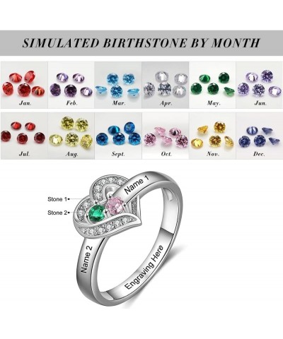 Valentine's Day Gifts for Her Women Mom Personalized Mother Ring with Birthstones and Names 18K White Gold Filled 925 Solid S...