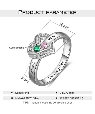 Valentine's Day Gifts for Her Women Mom Personalized Mother Ring with Birthstones and Names 18K White Gold Filled 925 Solid S...