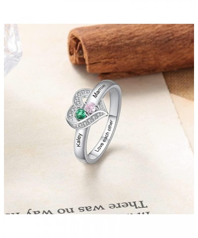 Valentine's Day Gifts for Her Women Mom Personalized Mother Ring with Birthstones and Names 18K White Gold Filled 925 Solid S...