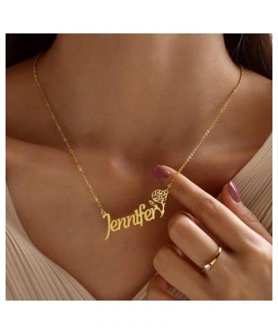 Custom Name Necklace - 18K Gold Plated Stainless Steel Nameplate Necklaces, Dainty Gift for Mother Girlfriend, with Jewelry B...