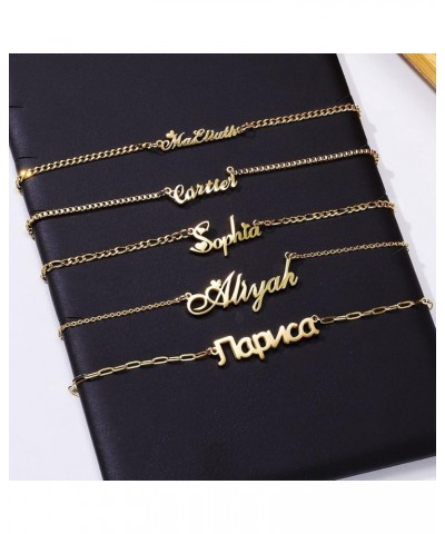 Custom Name Necklace - 18K Gold Plated Stainless Steel Nameplate Necklaces, Dainty Gift for Mother Girlfriend, with Jewelry B...