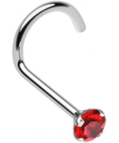 Prong Set Gem Top 316L Surgical Steel Nose Screw Ring (Sold Individually) 20 GA, 7mm, Ball 2mm, Red $10.19 Body Jewelry