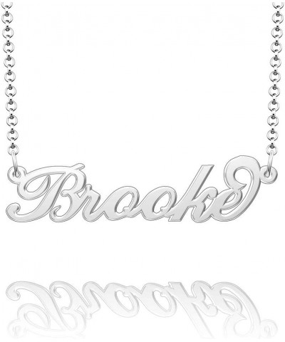 Name Necklace Personalized Gold Custom Name Plate Necklace Sterling Silver Brooke-Silver $19.37 Necklaces