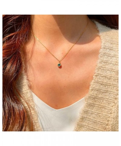 18K Gold Plated Dainty Birthstone Pendant Necklace Personalized Minimalist Simulated Diamond Cubic Zirconia Birthstone Charm ...