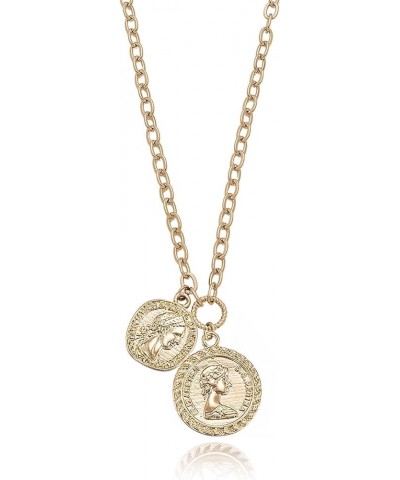 Necklace for Women. The Adventurer Double Coin 18k Gold Plated or Rhodium Necklace. Fashion Jewelry. Great Gift 18k gold plat...