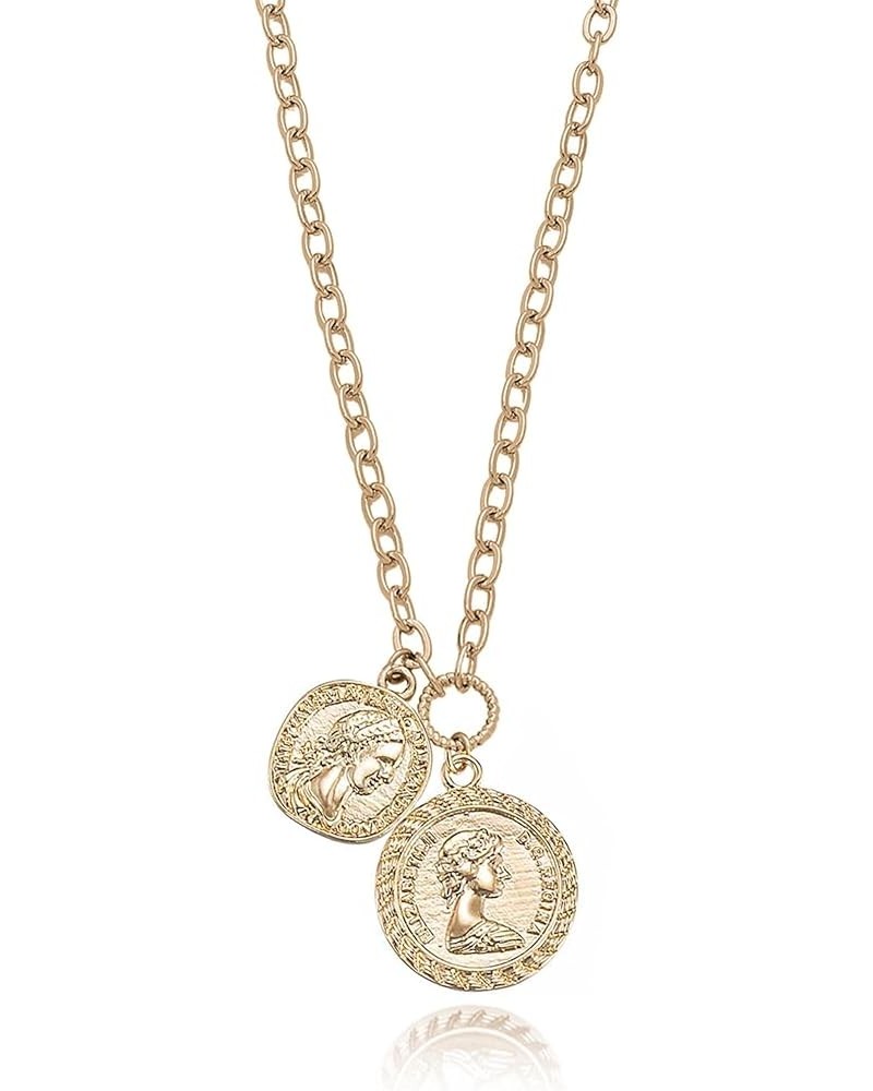 Necklace for Women. The Adventurer Double Coin 18k Gold Plated or Rhodium Necklace. Fashion Jewelry. Great Gift 18k gold plat...