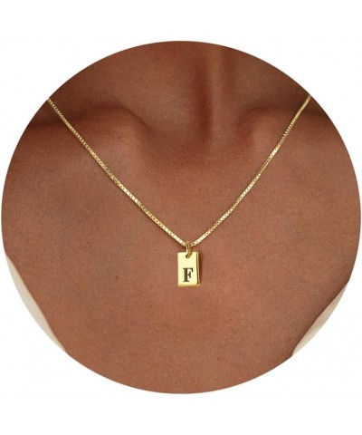 Gold Initial Necklaces for Women Non Tarnish, 14K Gold Dainty Square Letter Pendant Necklace Waterproof A-Z Trendy Thin Chain...