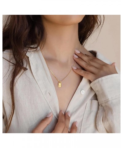 Gold Initial Necklaces for Women Non Tarnish, 14K Gold Dainty Square Letter Pendant Necklace Waterproof A-Z Trendy Thin Chain...