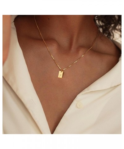 Gold Initial Necklaces for Women Non Tarnish, 14K Gold Dainty Square Letter Pendant Necklace Waterproof A-Z Trendy Thin Chain...