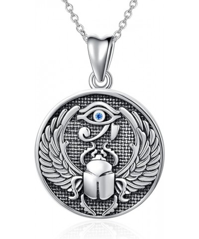 Mothers Day Gifts Eye of Horus Necklace Scarab Pendant Sterling Silver Eye of Providence Ankh Horus Eye Ancient Egyptian Prot...