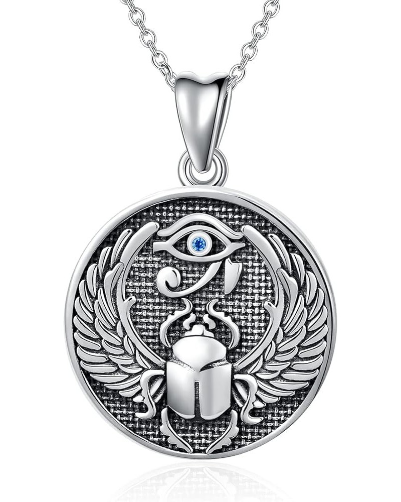 Mothers Day Gifts Eye of Horus Necklace Scarab Pendant Sterling Silver Eye of Providence Ankh Horus Eye Ancient Egyptian Prot...