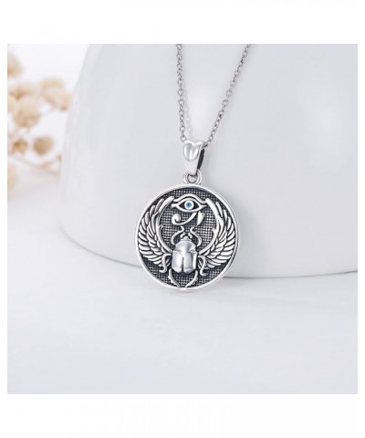 Mothers Day Gifts Eye of Horus Necklace Scarab Pendant Sterling Silver Eye of Providence Ankh Horus Eye Ancient Egyptian Prot...