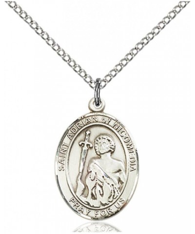 St. Adrian of Nicomedia Hand-Crafted Oval Medal Pendant in Sterling Silver 3/4 x 1/2 inch $42.99 Necklaces