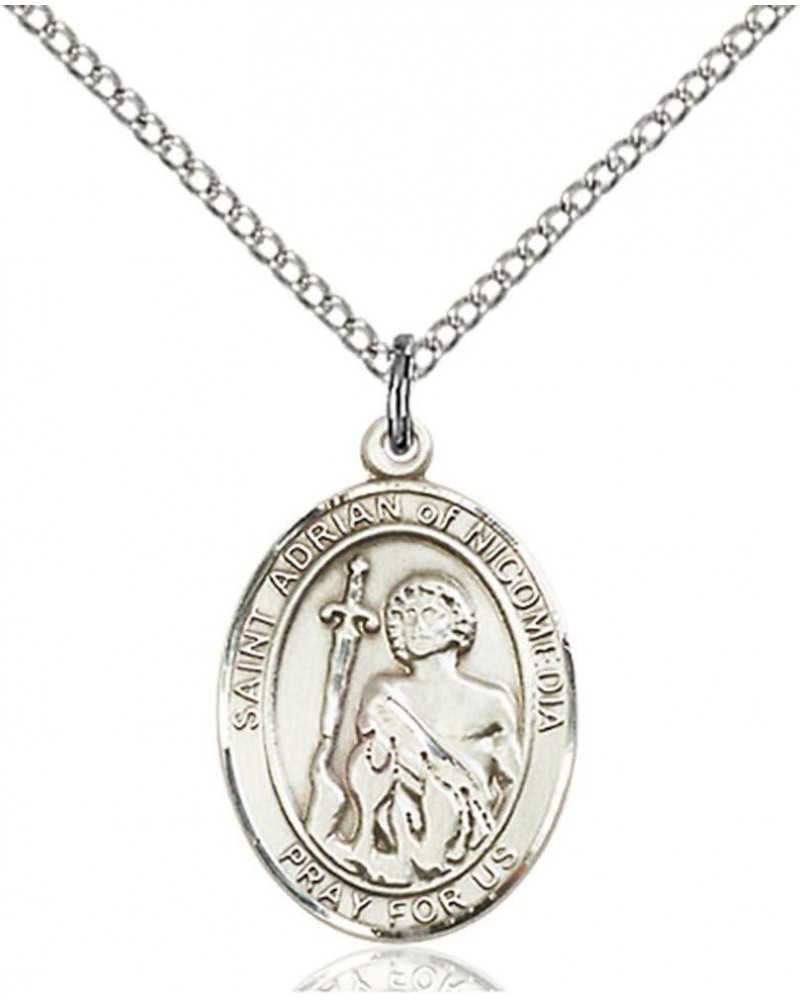 St. Adrian of Nicomedia Hand-Crafted Oval Medal Pendant in Sterling Silver 3/4 x 1/2 inch $42.99 Necklaces