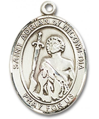 St. Adrian of Nicomedia Hand-Crafted Oval Medal Pendant in Sterling Silver 3/4 x 1/2 inch $42.99 Necklaces