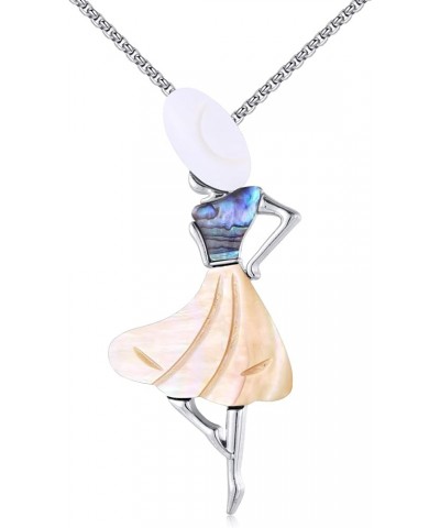 Elegant Dance Necklace Abalone Shell Long Pendant Dancing Ballerina Dancer Ballet Necklace Abalone Shell Jewelry Birthday Rec...