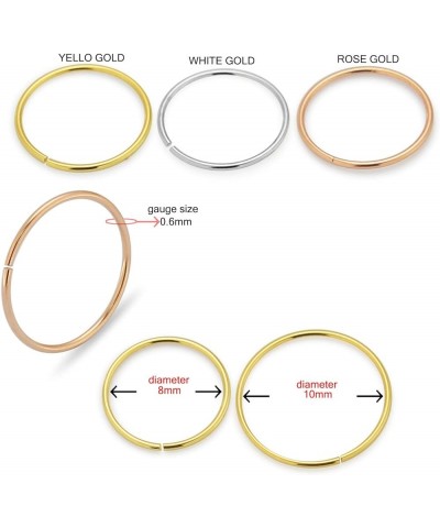 10K Solid Yellow Gold 22 Gauge - 8MM Length Seamless Open Hoop Nose Piercing Ring Yellow Gold $7.69 Body Jewelry