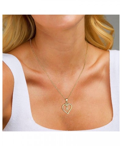 Heart Initial Necklaces for Women Girls, 14K Gold Plated Heart Initial A-Z Pendant Necklace Dainty Heart Necklaces for Women ...