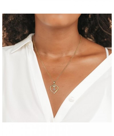 Heart Initial Necklaces for Women Girls, 14K Gold Plated Heart Initial A-Z Pendant Necklace Dainty Heart Necklaces for Women ...