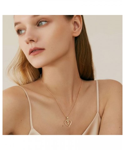 Heart Initial Necklaces for Women Girls, 14K Gold Plated Heart Initial A-Z Pendant Necklace Dainty Heart Necklaces for Women ...