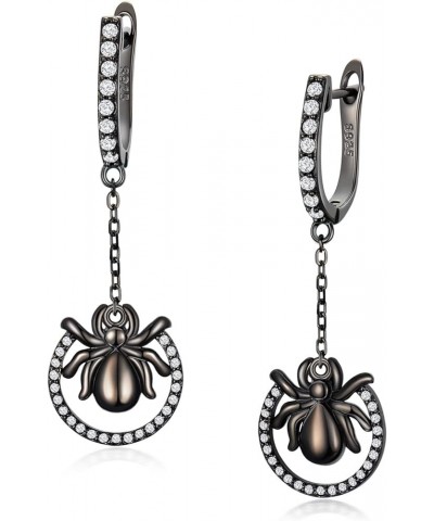 925 Sterling Silver Halloween Earrings Hypoallergenic Earrings Halloween Jewelry Gifts for Women Girls Her D-Black Spider $24...