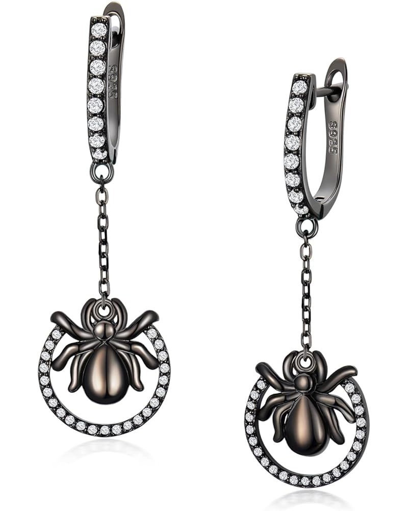 925 Sterling Silver Halloween Earrings Hypoallergenic Earrings Halloween Jewelry Gifts for Women Girls Her D-Black Spider $24...