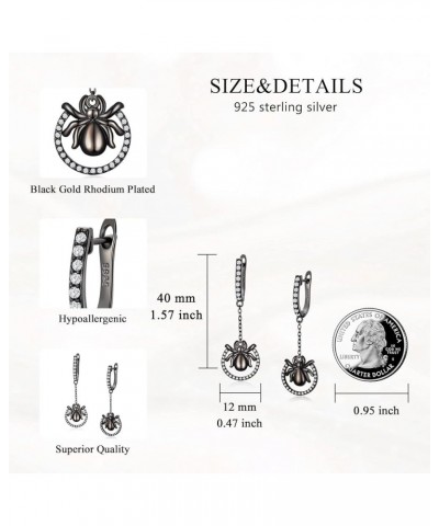 925 Sterling Silver Halloween Earrings Hypoallergenic Earrings Halloween Jewelry Gifts for Women Girls Her D-Black Spider $24...