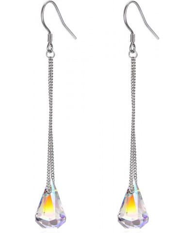 925 Sterling Silver Teardrop Drop Dangle Earrings with Aurora Borealis Austrian Crystals Aurora Borealis Raindrop $16.63 Earr...