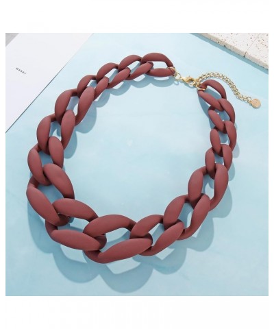 Chunky Acrylic Necklace Smooth Chain Link Cool Statement Choker Cuban Style Jewelry Gift for Women Girls D.Brick Red $10.59 N...