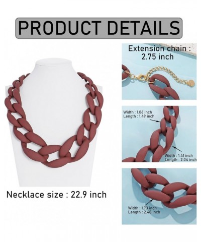 Chunky Acrylic Necklace Smooth Chain Link Cool Statement Choker Cuban Style Jewelry Gift for Women Girls D.Brick Red $10.59 N...