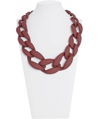 Chunky Acrylic Necklace Smooth Chain Link Cool Statement Choker Cuban Style Jewelry Gift for Women Girls D.Brick Red $10.59 N...