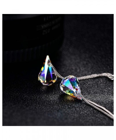 925 Sterling Silver Teardrop Drop Dangle Earrings with Aurora Borealis Austrian Crystals Aurora Borealis Raindrop $16.63 Earr...