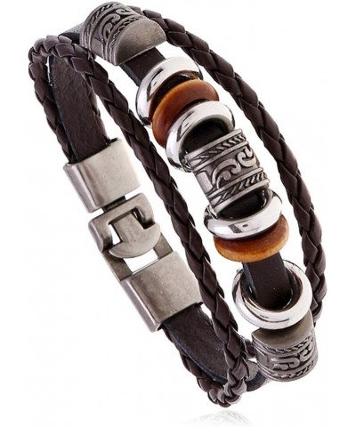 Genuine Leather Bracelet for Men Women Teen Boys Girls, Handmade Braided Link Charm Bracelets Wristbands Gothic Adjustable Wr...