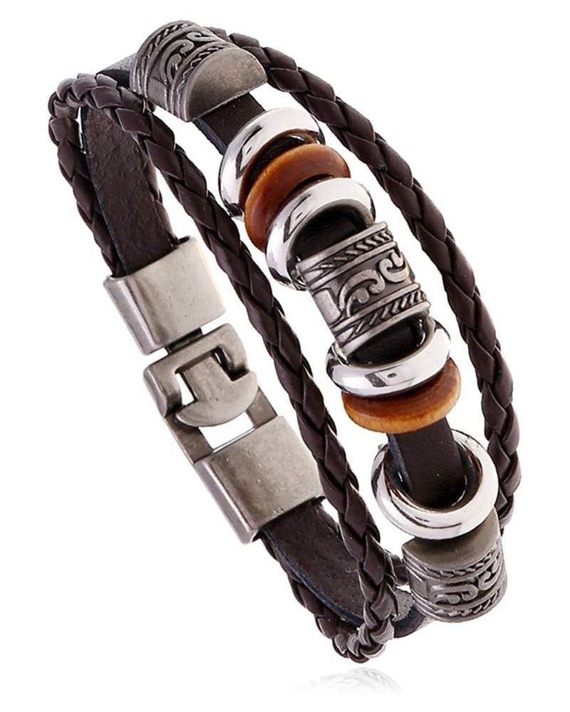 Genuine Leather Bracelet for Men Women Teen Boys Girls, Handmade Braided Link Charm Bracelets Wristbands Gothic Adjustable Wr...