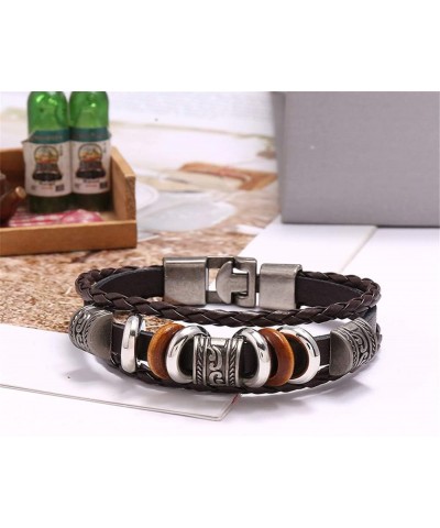 Genuine Leather Bracelet for Men Women Teen Boys Girls, Handmade Braided Link Charm Bracelets Wristbands Gothic Adjustable Wr...