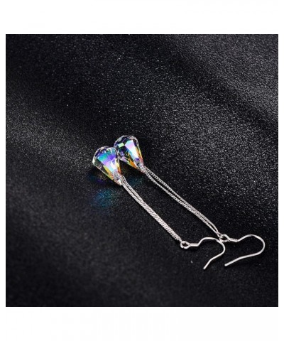 925 Sterling Silver Teardrop Drop Dangle Earrings with Aurora Borealis Austrian Crystals Aurora Borealis Raindrop $16.63 Earr...