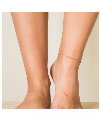 Gold Anklet for Women, 14K Gold Plated Trendy Dainty Link Chain Ankle Bracelets Adjustable Anklets Handmade Simple Jewelry Gi...