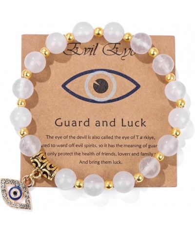 Evil Eye Bracelet for Women Men Natural Stone Beads Handmade Bracelet Inspirational Bracelet with Gift Message Card Kabbalah ...