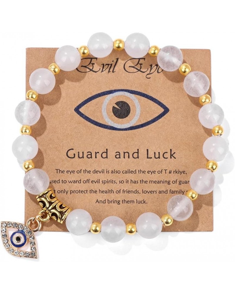 Evil Eye Bracelet for Women Men Natural Stone Beads Handmade Bracelet Inspirational Bracelet with Gift Message Card Kabbalah ...