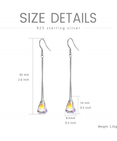 925 Sterling Silver Teardrop Drop Dangle Earrings with Aurora Borealis Austrian Crystals Aurora Borealis Raindrop $16.63 Earr...