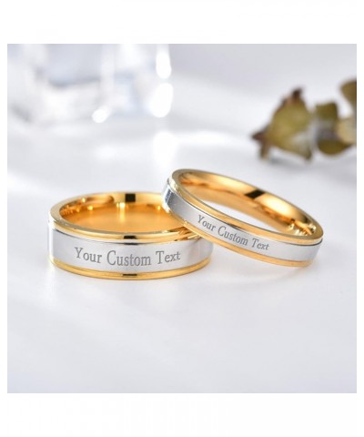 Personalized Couple Ring Bands for Him and Her Engraving Promise Matching Rings for Couples Stainless Steel Bands Sets for Me...