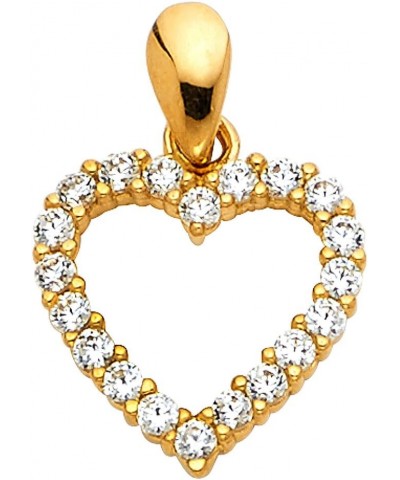 14k White OR White Gold Open Heart CZ Charm Pendant Yellow Gold $26.46 Pendants