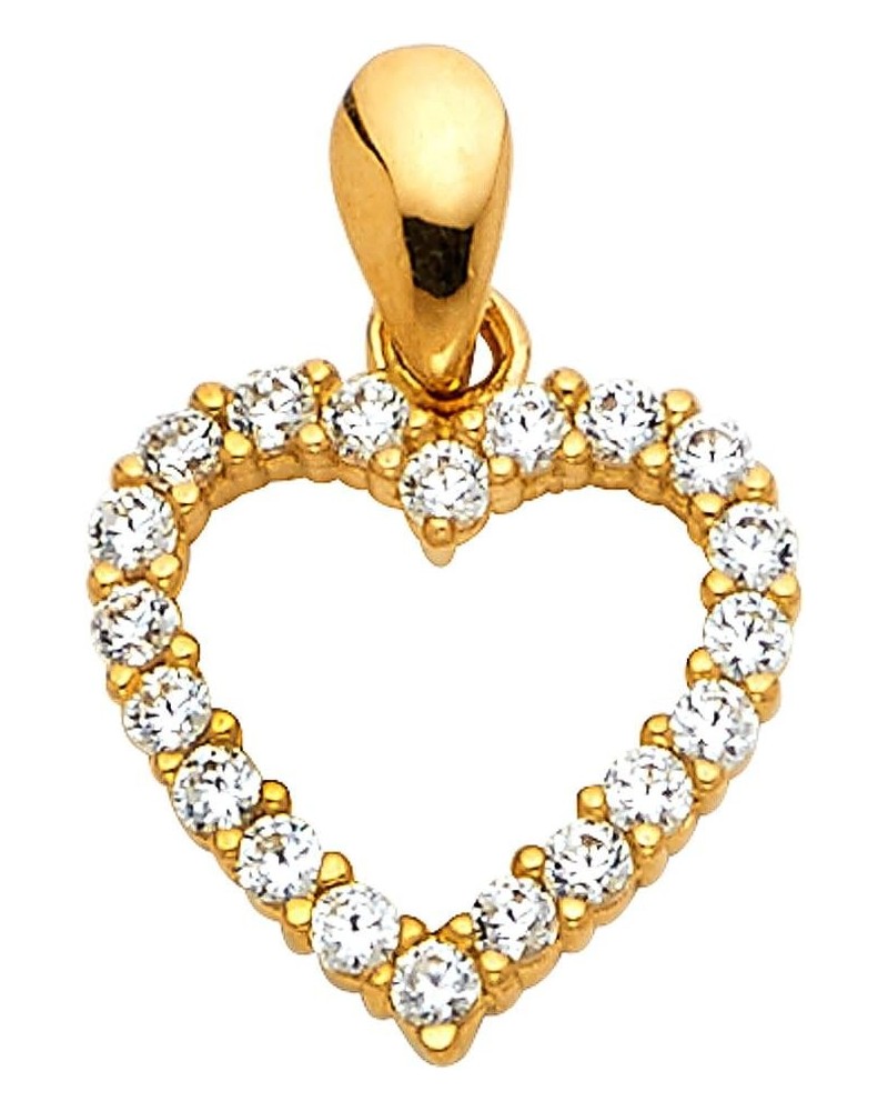 14k White OR White Gold Open Heart CZ Charm Pendant Yellow Gold $26.46 Pendants