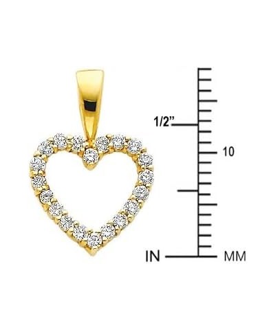 14k White OR White Gold Open Heart CZ Charm Pendant Yellow Gold $26.46 Pendants