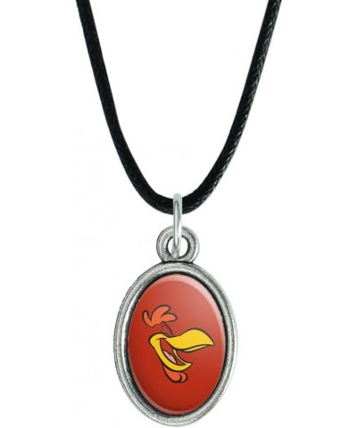 Looney Tunes Foghorn Leghorn Face Antiqued Oval Charm Pendant with Black Satin Cord $10.61 Necklaces