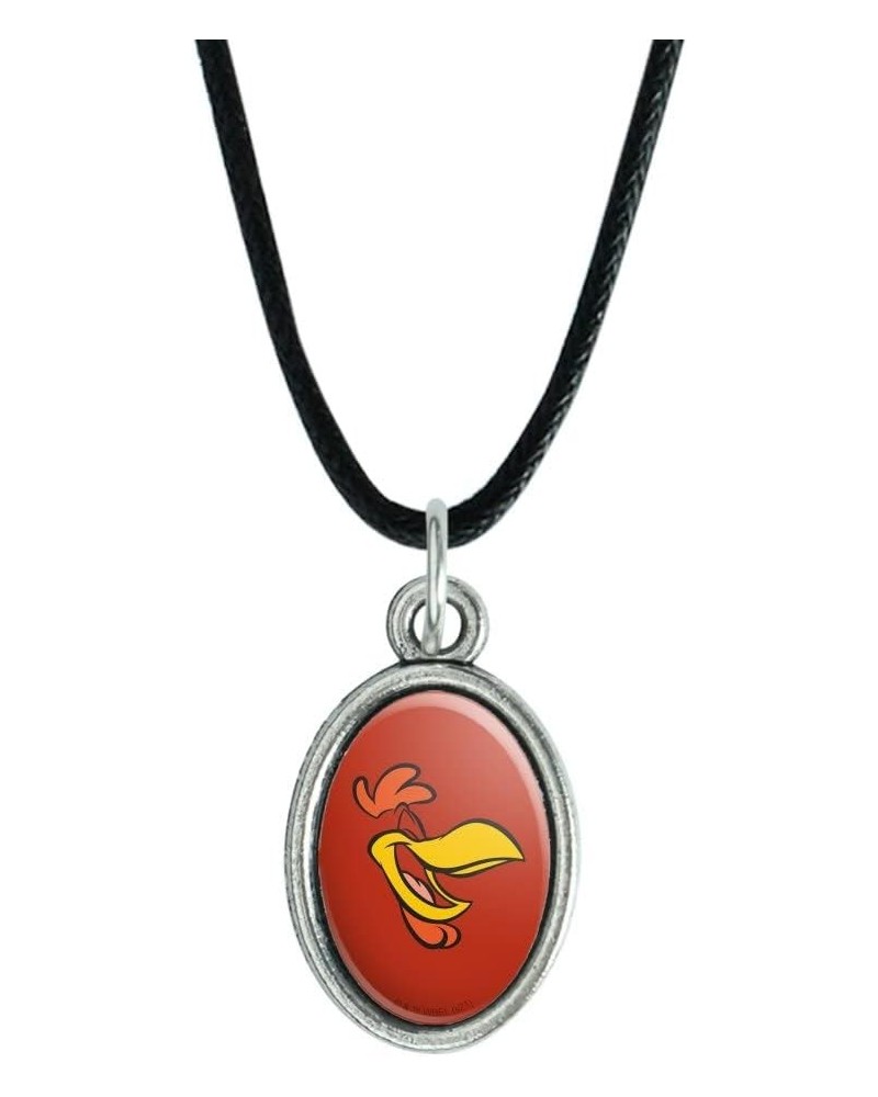 Looney Tunes Foghorn Leghorn Face Antiqued Oval Charm Pendant with Black Satin Cord $10.61 Necklaces