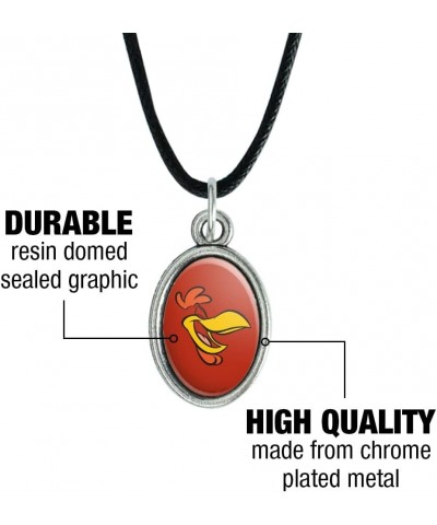 Looney Tunes Foghorn Leghorn Face Antiqued Oval Charm Pendant with Black Satin Cord $10.61 Necklaces