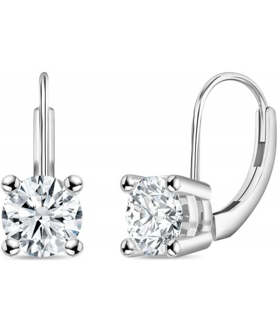 Round Lab Grown White Diamond Solitaire Lever Back Drop Earrings for Women in 14K Solid Gold 2.00 Carat Solid White Gold $298...