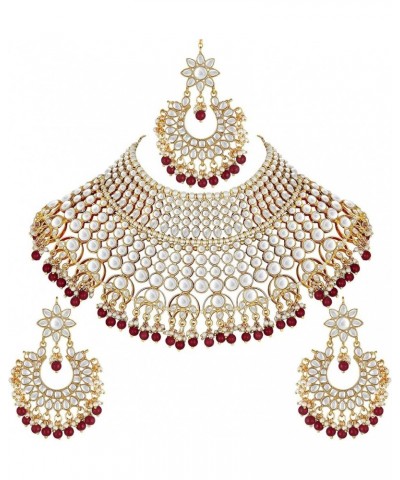 Indian Ethnic Wedding Wear Necklace Set Maroon 1 $23.97 Jewelry Sets